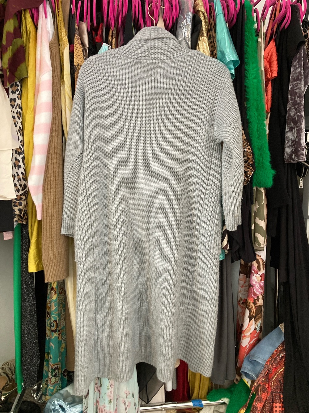 GUESS Heather Gray Open-Front Long Ribbed Cardigan - Picture 6 of 7